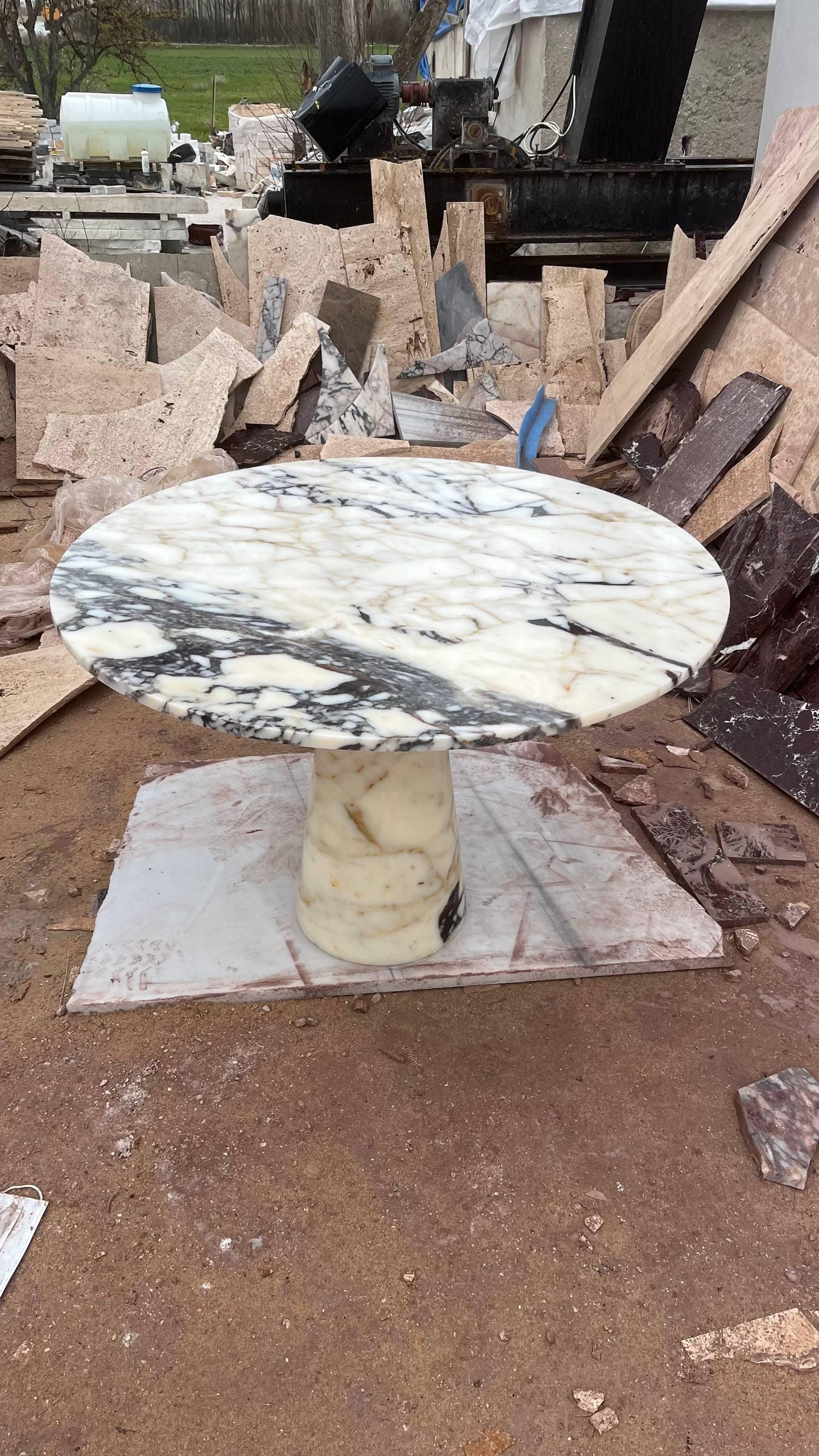 Violet Marble Coffee Table – Sculptural Square Center Table, Luxury Menekşe Marble Low Coffee Table for Modern Living Room Decor