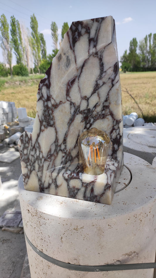 Calacatta Viola Marble Lampshade: Handcrafted Desk Lamp, Minimalist Lighting