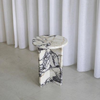 Handmade Calacatta Viola Marble Side Table: Modern Plinth Nightstand