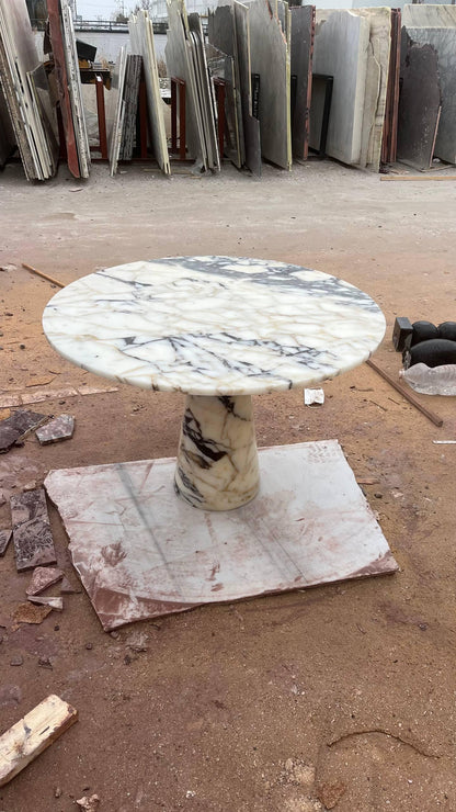 Violet Marble Coffee Table – Sculptural Square Center Table, Luxury Menekşe Marble Low Coffee Table for Modern Living Room Decor