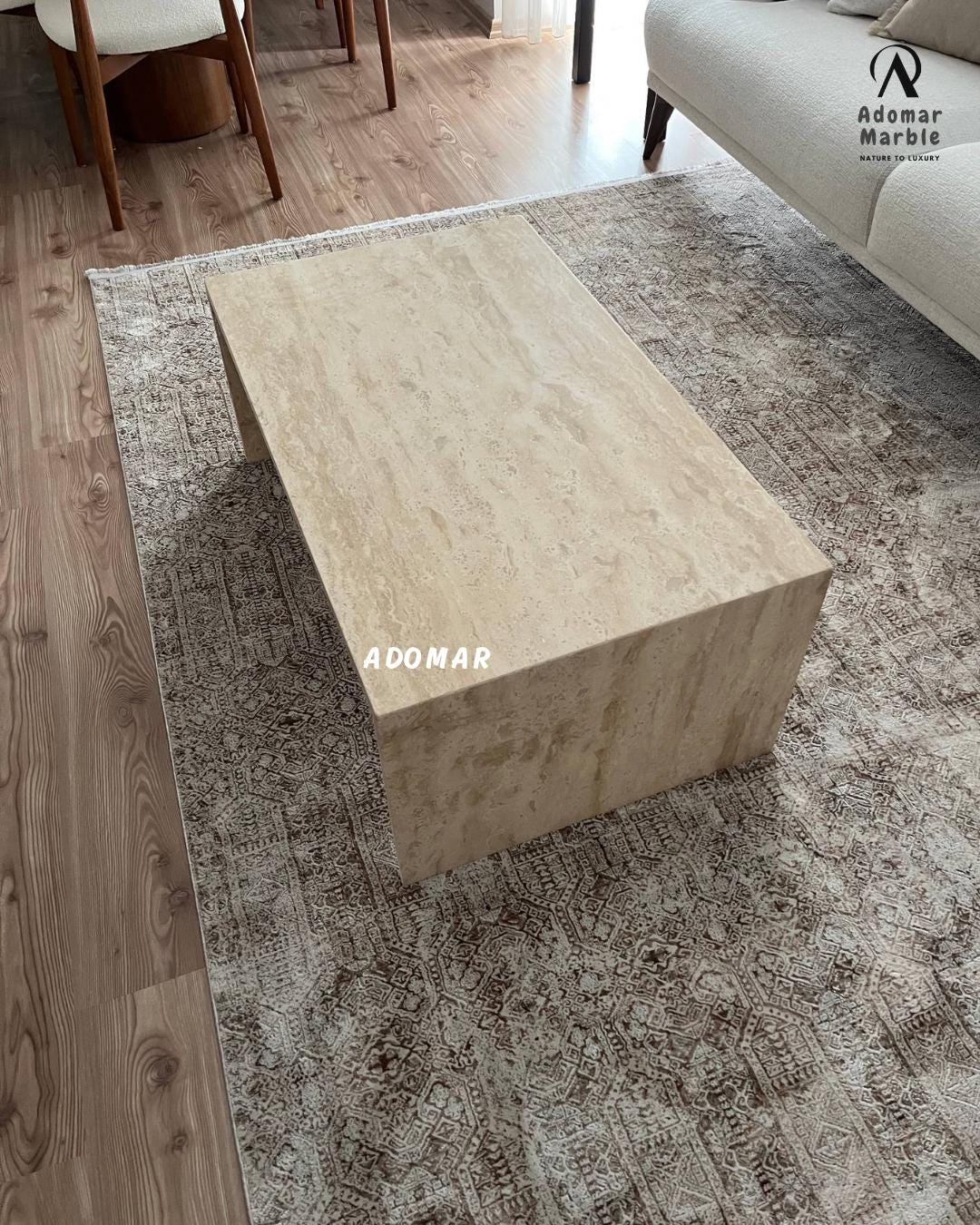 Traverten Orta Sehpa, 100x60 h40