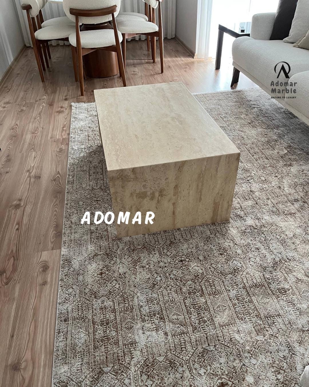 Traverten Orta Sehpa, 100x60 h40