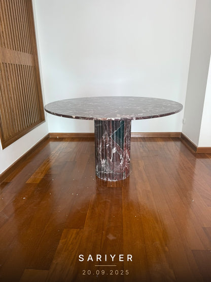 Fluted Ayaklı Rosso Levanto Yemek Masası - 130 cm - M3