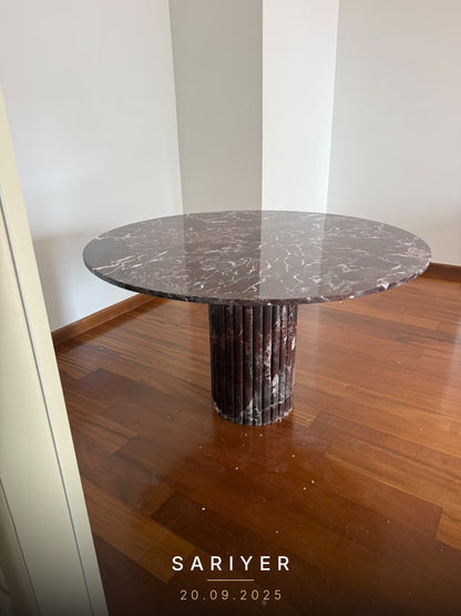 Fluted Ayaklı Rosso Levanto Yemek Masası - 130 cm - M3