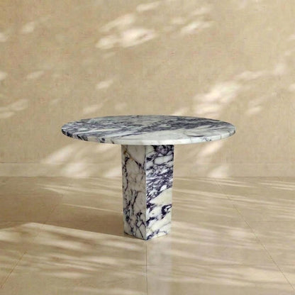 Violet Marble Coffee Table – Sculptural Square Center Table, Luxury Menekşe Marble Low Coffee Table for Modern Living Room Decor
