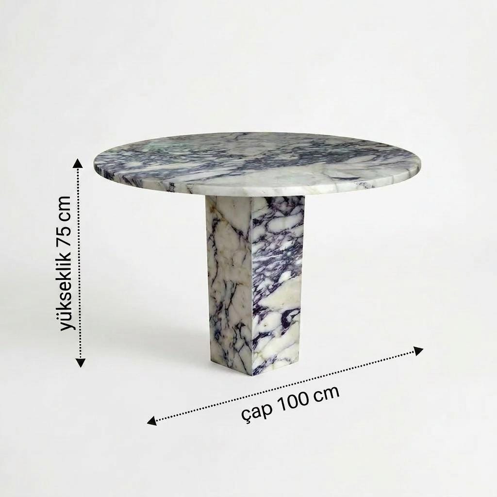 Violet Marble Coffee Table – Sculptural Square Center Table, Luxury Menekşe Marble Low Coffee Table for Modern Living Room Decor