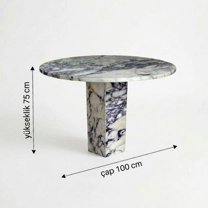 Violet Marble Coffee Table – Sculptural Square Center Table, Luxury Menekşe Marble Low Coffee Table for Modern Living Room Decor