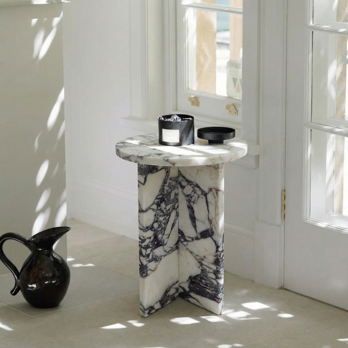 Calacatta Viola Artı Ayaklı Yan Sehpa Çap 30 - 2