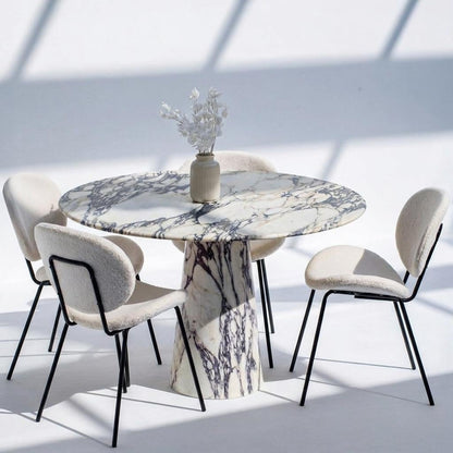 Violet Marble Coffee Table – Sculptural Square Center Table, Luxury Menekşe Marble Low Coffee Table for Modern Living Room Decor