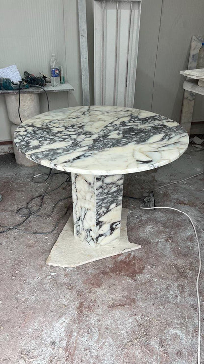 Violet Marble Coffee Table – Sculptural Square Center Table, Luxury Menekşe Marble Low Coffee Table for Modern Living Room Decor