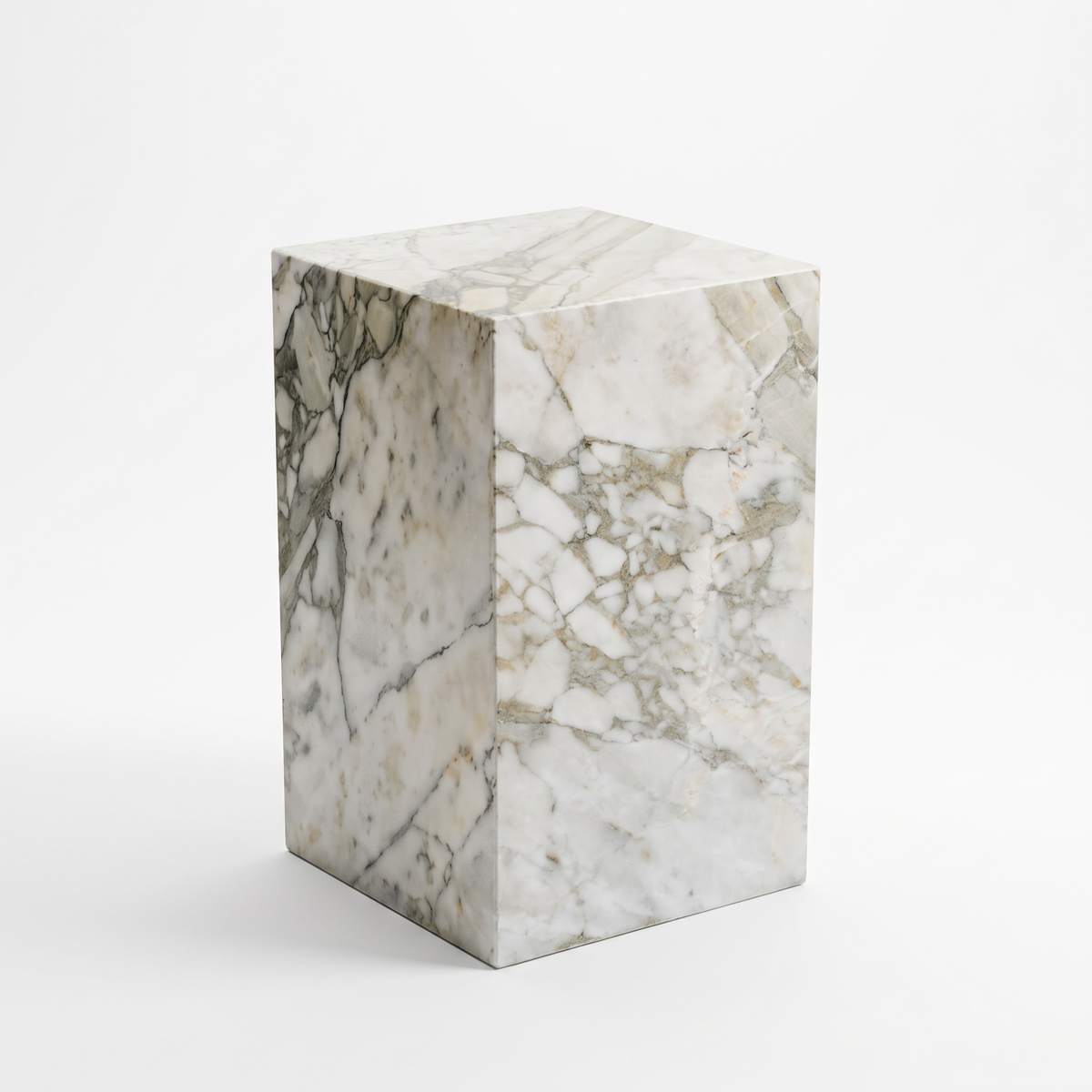 Calacatta Green mermer küp yan sehpa 30x30x50 cm