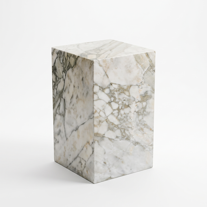 Calacatta Green mermer küp yan sehpa 30x30x50 cm
