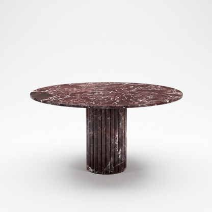 Fluted Ayaklı Rosso Levanto Yemek Masası - 130 cm - M3