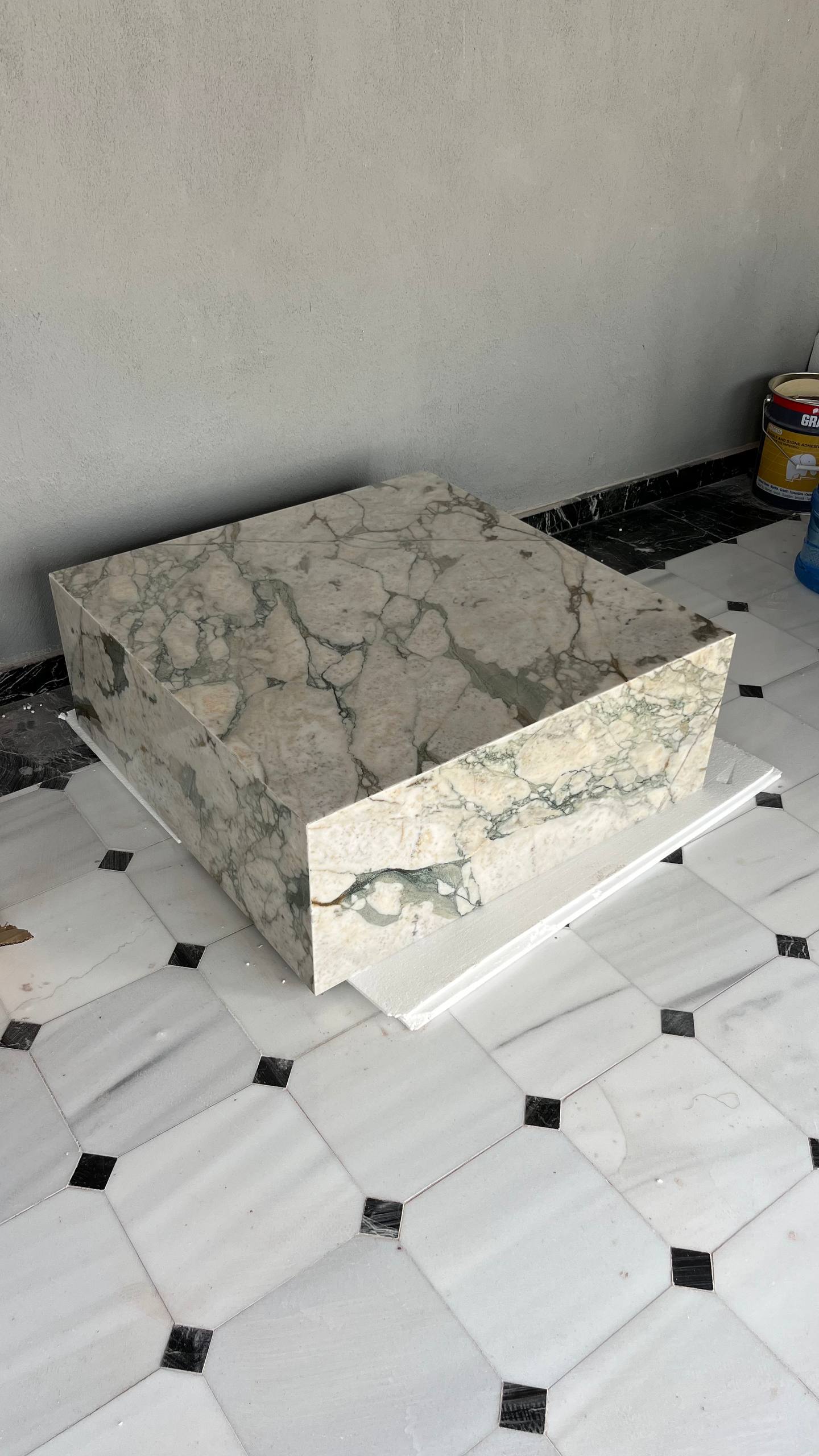 Calacatta Green Küp Orta Sehpa - Gönderime Hazır!