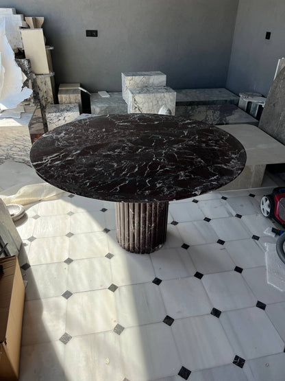 Fluted Ayaklı Rosso Levanto Yemek Masası - 130 cm - M3