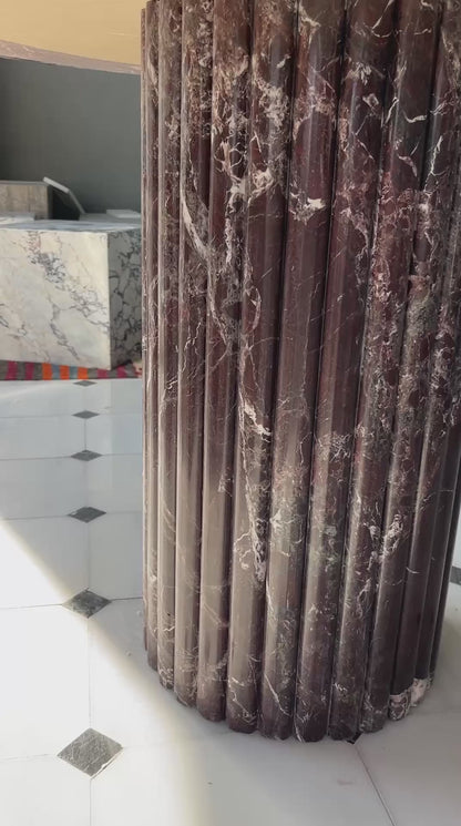 Fluted Ayaklı Rosso Levanto Yemek Masası - 130 cm - M3
